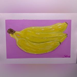 Bananas painting 8x11 canvas paper  pop art